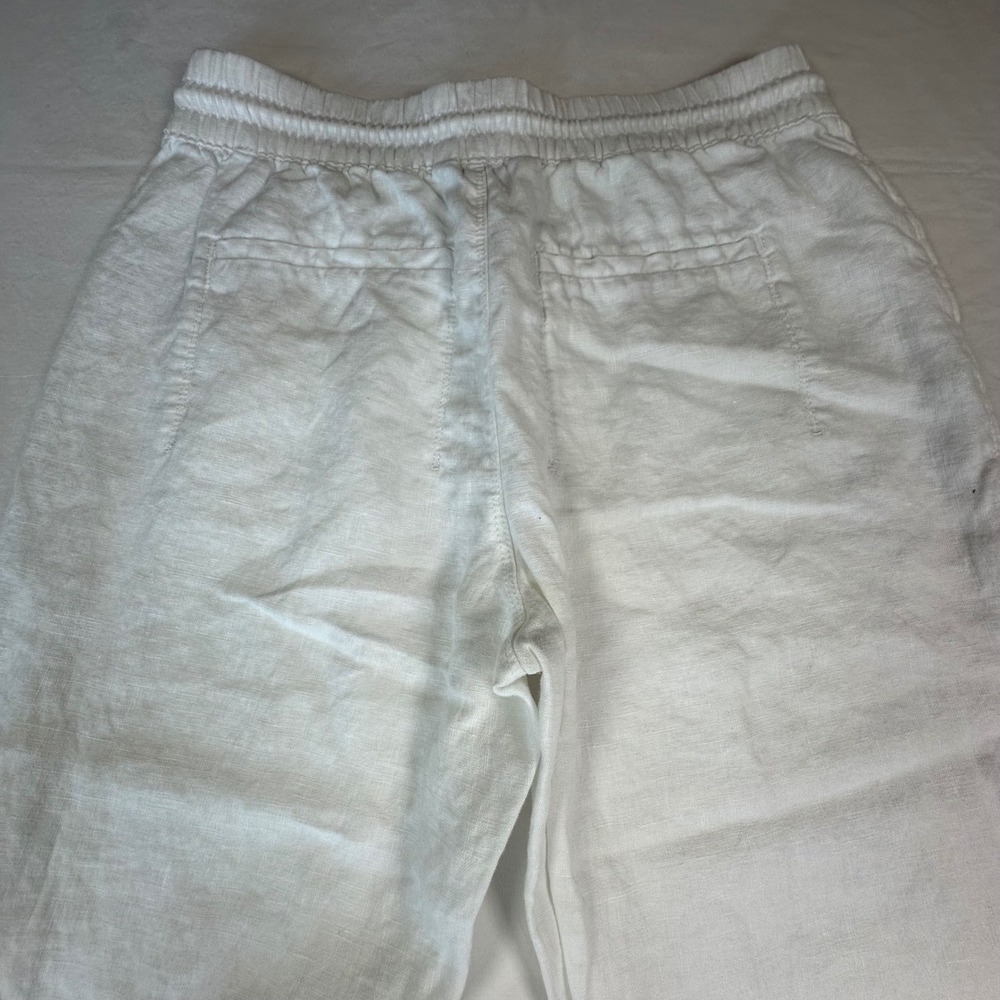 Athleta White Linen Blend Jogger Pants Drawstring Waist Elastic Cuffs Casual 4 - Picture 4 of 13